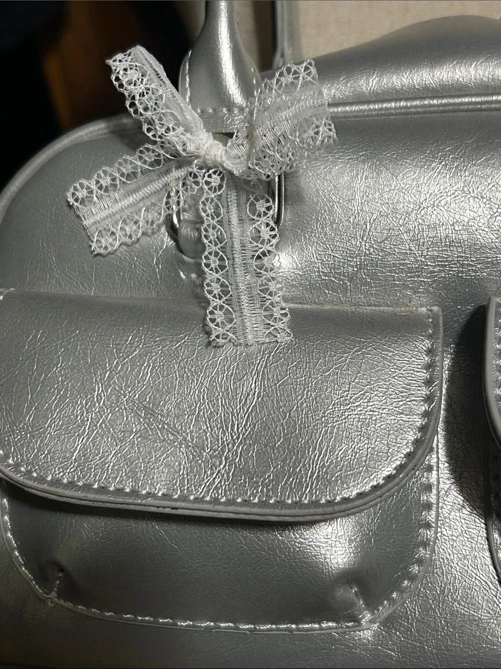 Classic Silver Dome Satchel Handbag NWOT